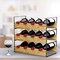3-Tier Stackable Wine Rack Holds 4 Bottles per Tier, Metal & Bamboo Wine Storage Rack